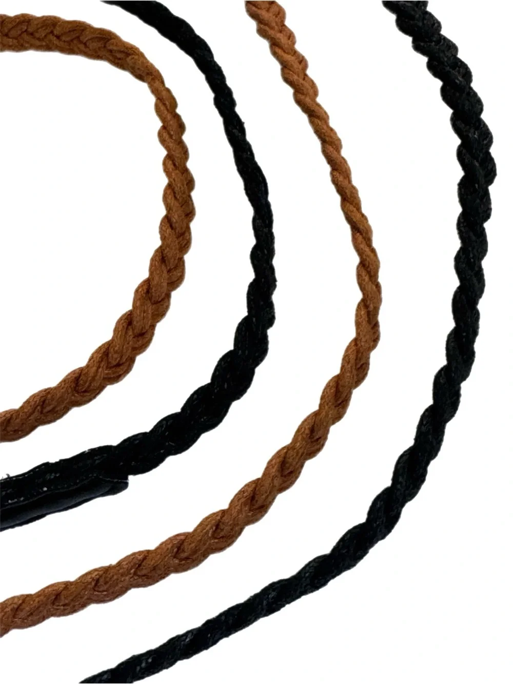 Kids Braided Skinny Belt Set - Black & Brown